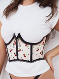 FOR LOVE & LEMONS Cherry Embroidery Corset