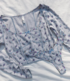 2 PIECE FOR LOVE & LEMONS Printed Pointelle Top & Thong Panty set