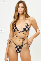 3 PIECE ALO X FRANKIES BIKINIS Bash Top + Haven&Tia Bottoms set in Black Checker