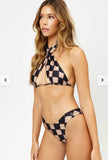 3 PIECE ALO X FRANKIES BIKINIS Bash Top + Haven&Tia Bottoms set in Black Checker