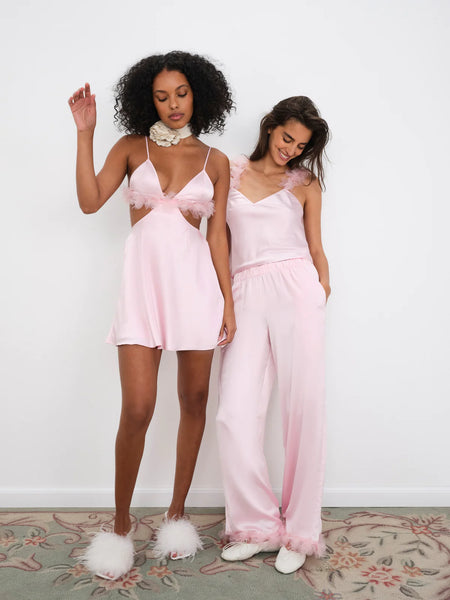 2 PIECE FOR LOVE & LEMONS Floral Trim Pajama Set – 10022
